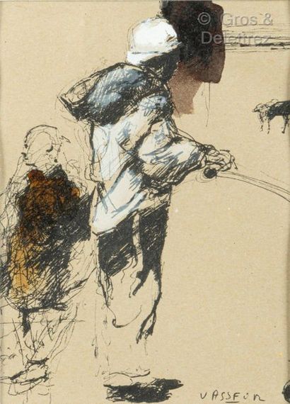 null Philippe VASSEUR (born 1954)

The fisherman and his companion

Drawing and white...