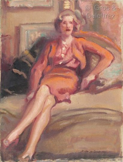 null André MEAUX SAINT MARC (1885-1941)

Woman sitting on a sofa

Oil on canvas

Signed...