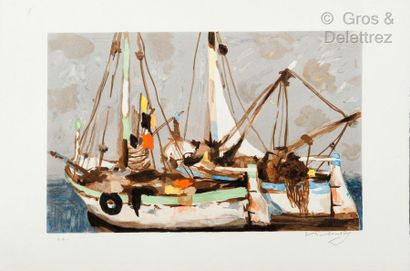 null Eugène BABOULENE (1905-1994) Les Bateaux Lithograph in colours signed and numbered...