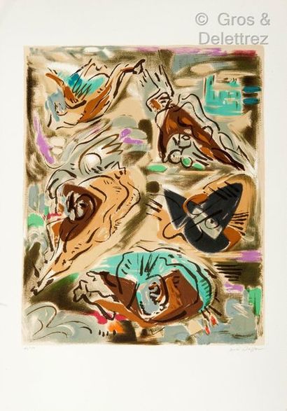 null André MASSON (1896-1987) Composition abstraite Lithographie en couleurs signée...