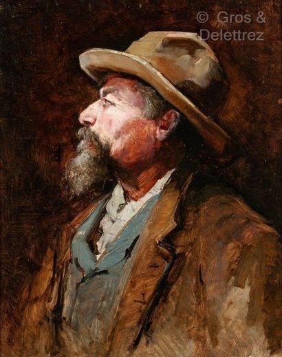 null Early 20th century FRENCH school

Portrait of a man in profile

Oil on panel

42...