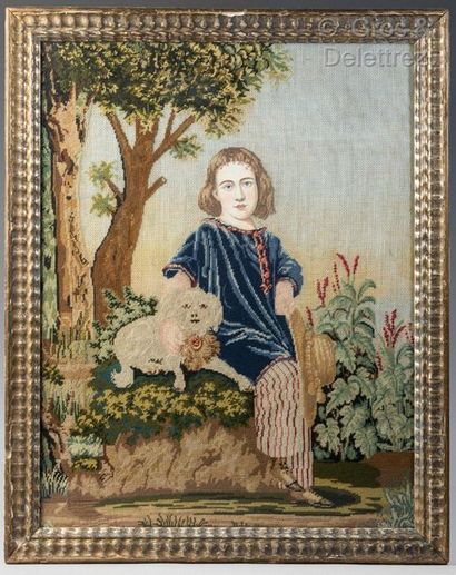 null “Garçonnet et son chien”, remarquable tableau brodé vers 1840-1850

Ce canevas...
