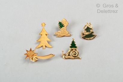 HERMES Paris *Pack of five Christmas pins.