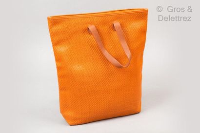 HERMES Paris made in India * 35cm leather bag and orange braided tie, double handle...