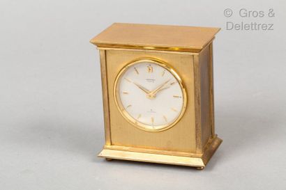 HERMES Paris Swiss made n°1227 *Gilt metal clock, 47mm dial, mechanical movement....