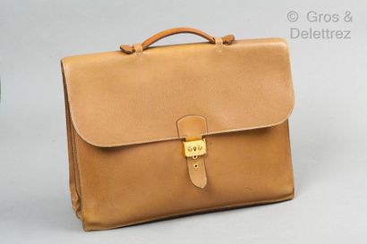 HERMES PARIS MADE IN FRANCE ANNÉE 1990 * 40cm Courchevel gold leather "dispatches...