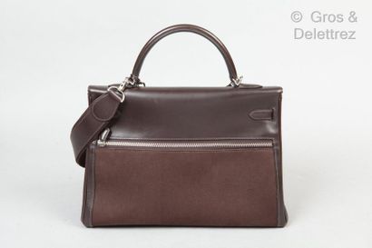 HERMES paris made in France année 2006 *Bag "Kelly Lakis" 35cm canvas and ebony box...