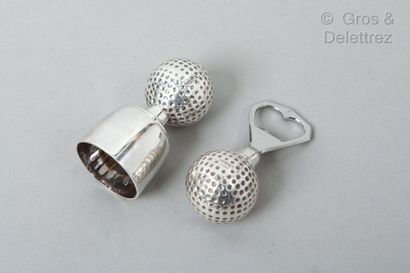 HERMES Paris made in France par Ravinet Denfert *Silver metal "Golf ball" set including...