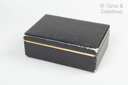 HERMES Paris *Jewellery box in black box encrypted "F.R.B", golden brass closure,...