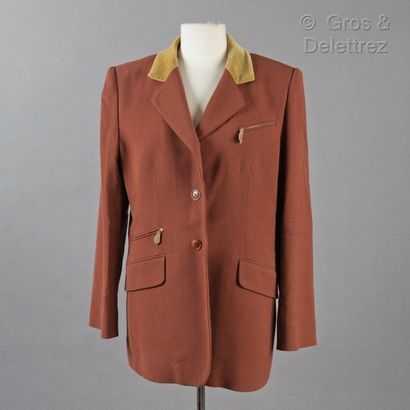HERMÈS Paris made in France *Camel wool rider jacket, notched shawl collar partially...