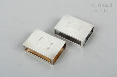 HERMES Paris par Ravinet Denfert *Batch of two small 925 silver matchboxes. Total...