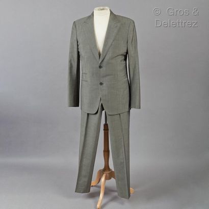 HERMES Paris made in Italy *Grey green mottled mohair woollen suit, made up of a...