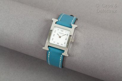 HERMÈS Paris Swiss made n°HH1.210/3311229 *Steel "H-Hour" watch, 20mm radiant white...