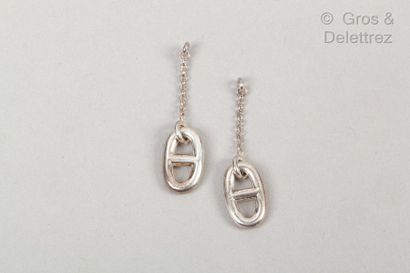 HERMÈS Paris made in France *Pair of earrings "Anchor chain" in silver 925 thousandths....