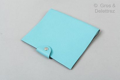 HERMÈS Paris made in France *Ulysses" agenda holder in atoll blue Togo calfskin,...