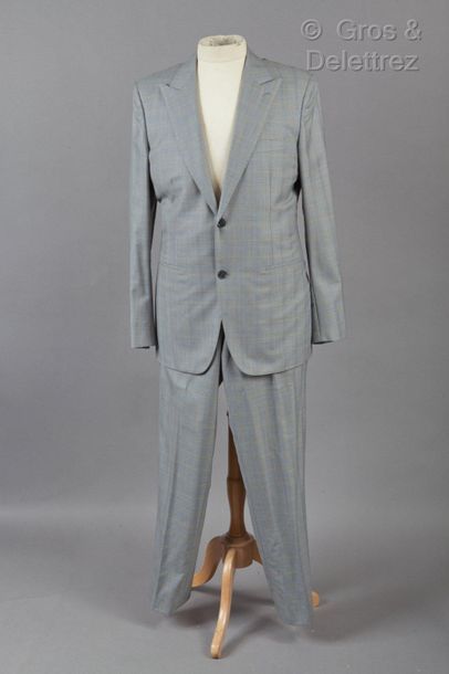 HERMES Paris made in Italy Grey, blue and Prince of Wales patterned Super 150 suit...