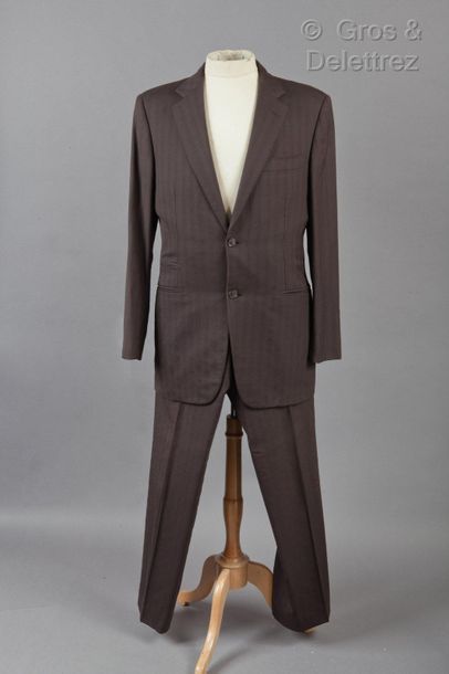 HERMES Paris made in Italy Brown, grey, black tennis striped woollen suit, consisting...