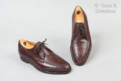 John LOBB Pair of laced derbies in cocoa calfskin, leather soles, we attach a pair...