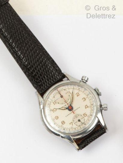 PIERCE Montre de poignet chronographe en acier, cadran gris à deux compteurs, mouvement...
