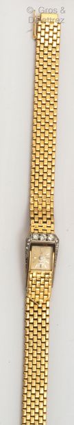 BLANCPAIN par UTI Bracelet-montre «Ceinture» en or jaune, cadran doré bordé de diamants...