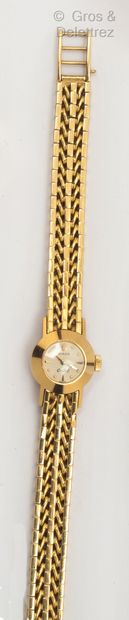 ROLEX «Orchidée» - Bracelet-montre de dame en or jaune, boîtier rond, cadran crème...