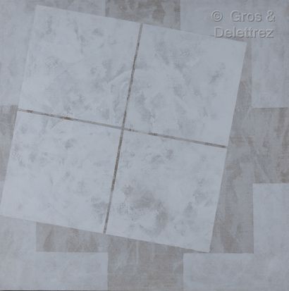 Claire PICHAUD (1935-2017) Hommage à Malevitch, 1981 
Blanc beige (quatre carrés...