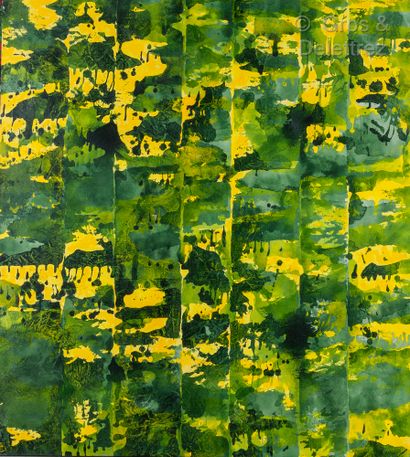Claire PICHAUD (1935-2017) Sans titre, 1988 
Acrylique sur toile froissée 
(jaune...