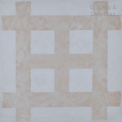 Claire PICHAUD (1935-2017) Hommage à Malevitch, 1981 
Blanc beige (quatre carrés)...