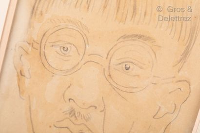 null LÉONARD FOUJITA (1886 - 1968) Autoportrait, 1932 Crayon et aquarelle sur papier....