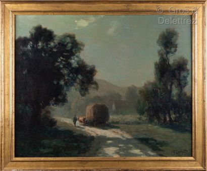 François Charles CACHOUD (1866-1943) Peasant and his cart on a road.

Oil on canvas...