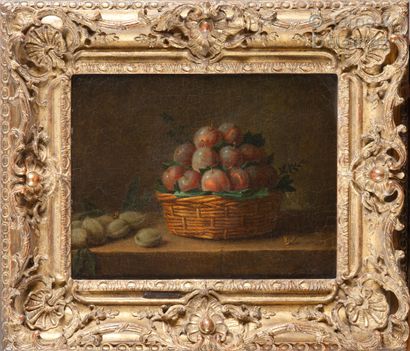 Anne VALLAYER-COSTER (Paris 1744-1818) 
Still life with a basket of plums and green...