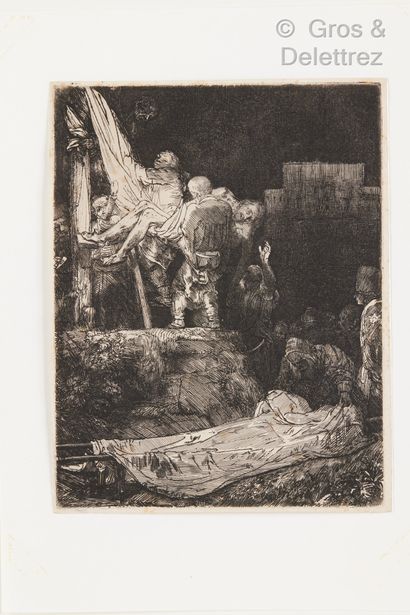 Rembrandt VAN RIJN (1606 - 1669) La descente de croix à la lumière des torches.

Eau-forte...