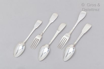 null Set of three spoons and two forks in silver.

Province, 18th century