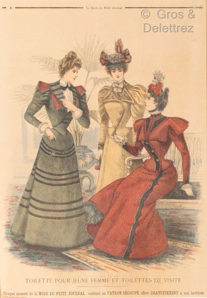 BAÏA (XIXe siècle) Deux élégantes en costumes (projet pour un magazine de mode Le...