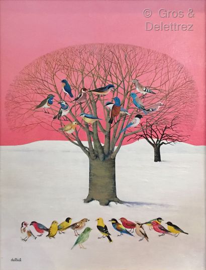 Maïté DELTEIL (née en 1933) The tree with birds

Oil on canvas

Signed lower left

41...