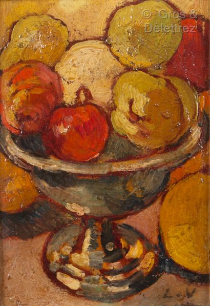 Louis VALTAT (1869-1952) The fruit bowl

Oil on cardboard

Monogrammed LV lower right

18...