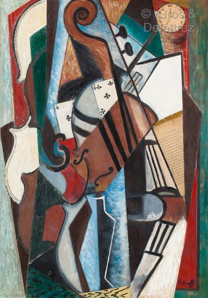PETROFF (1954-) Cubist composition

Mixed media on wood

Signed lower right.

73...
