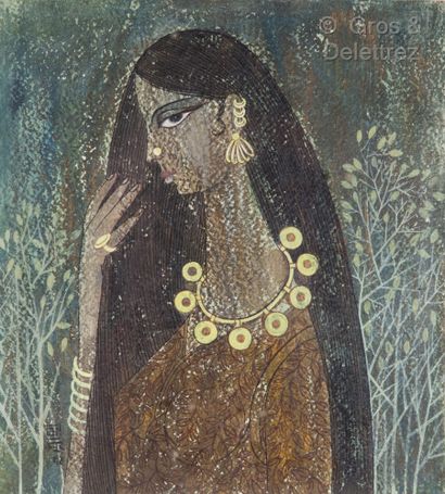 Bhagwan KAPOOR (Xxe siècle) Jeune fille indienne aux bijoux

Encre et aquarelle

Signée...