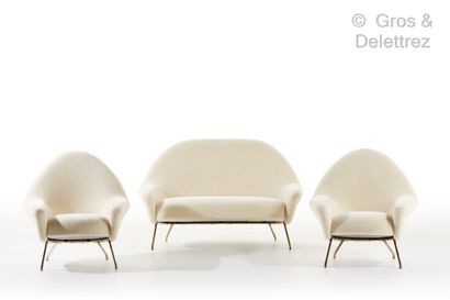 Joseph-André MOTTE (1925-2013) Set including a sofa and two armchairs model "770"...