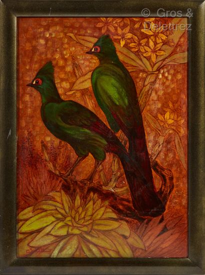 GASTON SUISSE (1896-1988) Couple of Touracos

Polychrome cellulose lacquer panel....