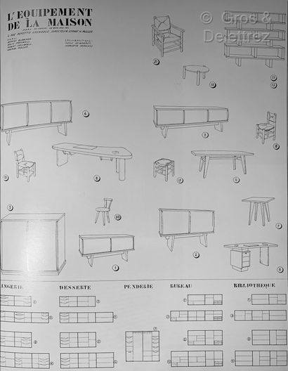 Charlotte PERRIAND (1903-1999) Bahut « à trois portes » en frêne à caisson cubique...