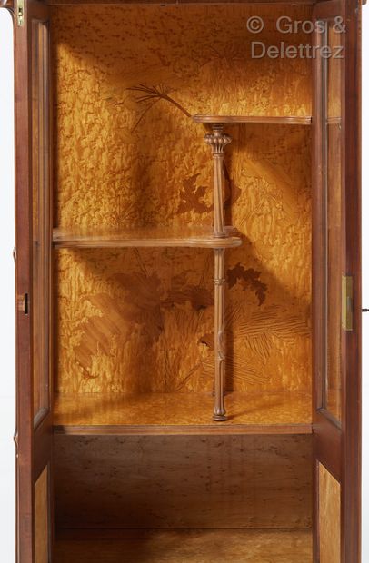 Émile GALLÉ (1846-1904) Umbelliferae" display case in walnut and stained beech with...
