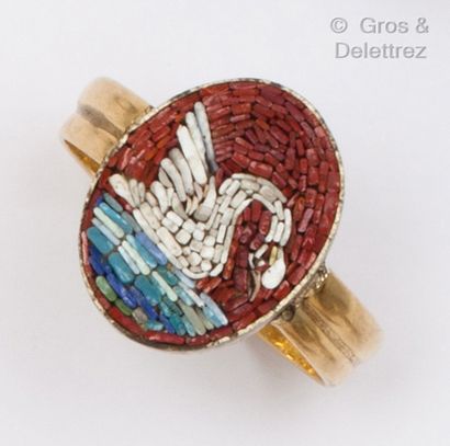  Yellow gold ring with a micro-mosaic of...