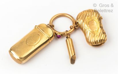  Porte-clés en or jaune (18K), l'anneau orné...