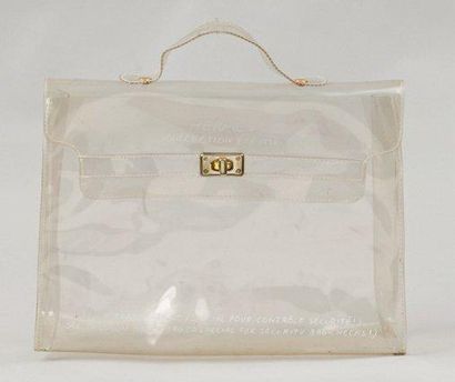 HERME Paris collection été 1996 Sac «Kelly» en plastique transparent, poignée, fermeture...