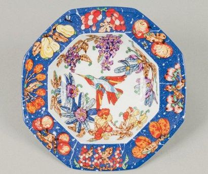 HERMES Paris made in France Assiette creuse en porcelaine de Limoges titrée «Marqueterie...