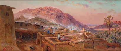 Maxime NOIRE (1861-1927) Terrasses de Bou Saâda Huile sur toile, signée en bas à...