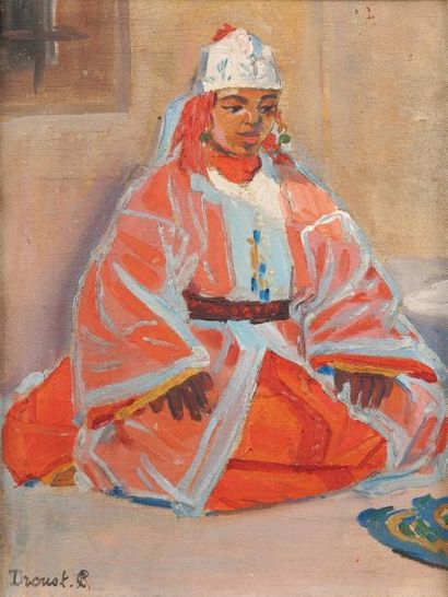 Suzanne DROUET-REVEILLAUD (1885-1973) Femme assise Huile sur toile, signée en bas...