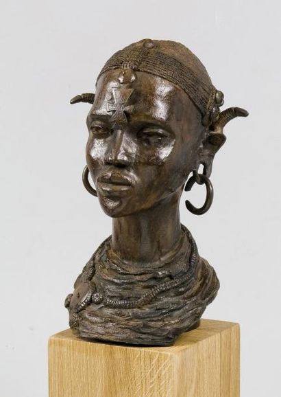 Eric BRUN (XXème siècle) Buste de femme Samburu, Vallée du Rift, Kenya Epreuve en...