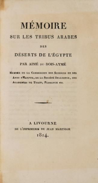 DU BOIS-AYME (Aimé) Mémoire sur les Tribus Arabes des déserts de l'Egypte. Mémoire...
